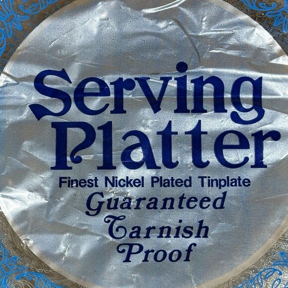 Vintage Finest Nickel Plated Tinplate Serving Platter Tarnish Proof‎ Floral 14” - Picture 11 of 11